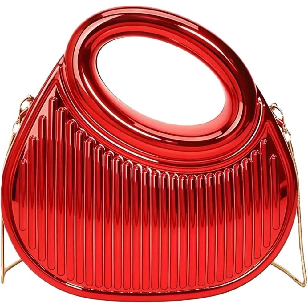 Women's Red Buckle Small Cute Trendy Evening Party Cocktail Crossbody Clutch